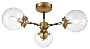 F2409-3 3 Light Semi Flush Ceiling Light In Antique Gold