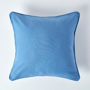 Homescapes Cotton Plain Air Force Blue Cushion Cover, 30 x 30 cm