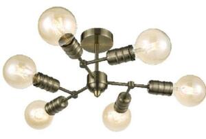 F2407-6 6 Light Semi Flush Ceiling Light In Antique Brass