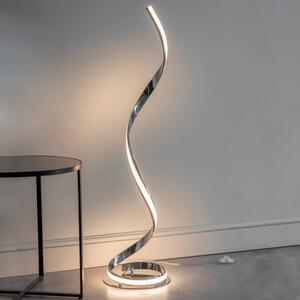 LED Wavy Floor Light In Chrome Plate And White Silicone