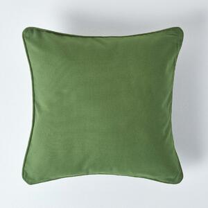 Homescapes Cotton Plain Olive Green Cushion Cover, 60 x 60 cm