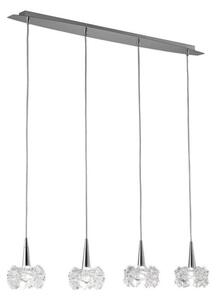 Mantra M3950 Artic 4 Light Linear Ceiling Pendant In Chrome With Clear Glass