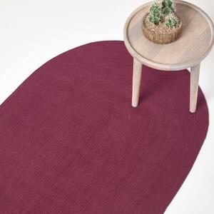 Homescapes Plum Handmade Woven Braided Oval Rug, 60 x 90 cm