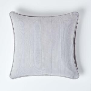 Homescapes Cotton Rajput Ribbed Silver Grey Cushion Cover, 60 x 60 cm