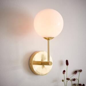 1 Light Wall Light In Brushed Brass Plate And Gloss White Glass
