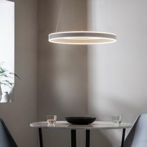 1 Ring Ceiling Pendant Light In Matt Nickel Plate And Frosted Acrylic