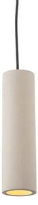 1 Light Cylindrical Ceiling Pendant Light In Grey Concrete And Matt Black