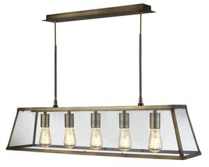 Searchlight 4614-5AB Voyager 5 Light Linear Ceiling Light In Antique Brass