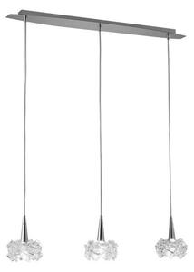 Mantra M3951 Artic 3 Light Small Linear Ceiling Pendant In Chrome With Clear Glass