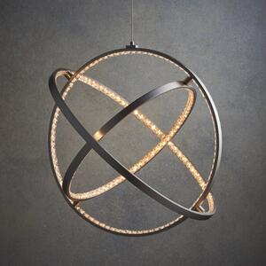 LED Ring Pendant Light In Matt Nickel Plate And Clear Crystal Glass - Dia: 500mm