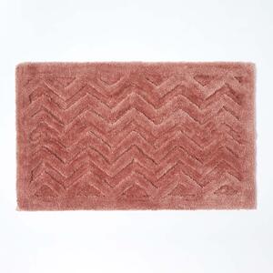 Homescapes Pink Super Absorbent Thick Pile Chevron Non Slip Bath Mat