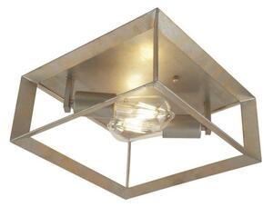 Searchlight 2412-2SI Heaton 2 Light Flush Ceiling Light In Brushed Silver Gold