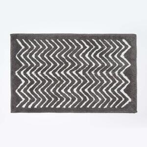 Homescapes Grey & White 100% Cotton Chevron Non Slip Bath Mat