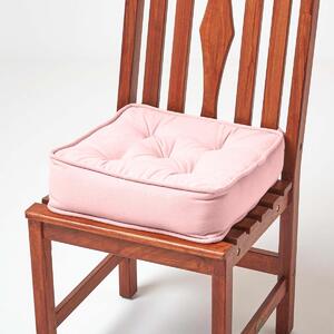 Pink Cotton Dining Chair Booster Cushion Firm 10cm Thick Seat Pad