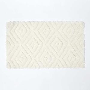 Homescapes White Super Absorbent Thick Pile Ikat Non Slip Bath Mat