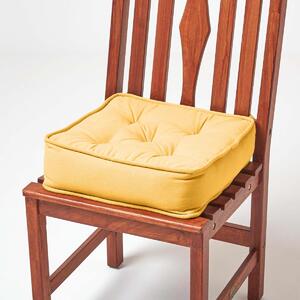 Mustard Cotton Dining Chair Booster Cushion Firm 10cm Thick Seat Pad