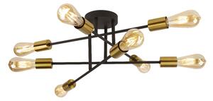 Searchlight 8048-8BK Armstrong 8 Light Semi Flush Ceiling Light In Black And Brass