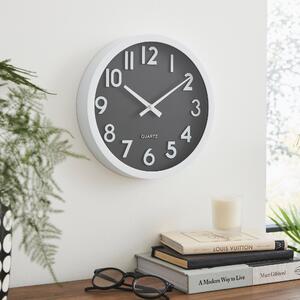 3D Numbers Wall Clock 25cm Black and white