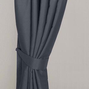 Homescapes Dark Grey Herringbone Chevron Curtains Tie Backs Pair