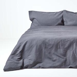 Homescapes Dark Grey Linen Duvet Cover Set, King