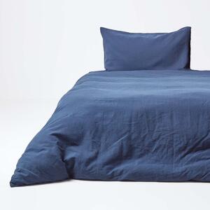 Homescapes Navy Blue Linen Duvet Cover Set, Single