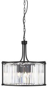 Searchlight 8295-5BK Victoria 5 Light Ceiling Pendant In Black And Crystal Glass - Dia: 500mm