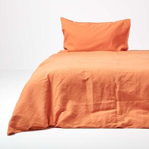 Homescapes Burnt Orange Linen Duvet Cover Set, Single