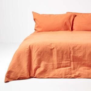 Homescapes Burnt Orange Linen Duvet Cover Set, Double