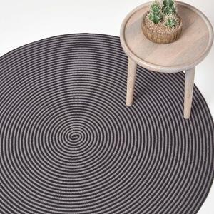 Homescapes Grey and Black Handmade Woven Braided Rug, 120 cm Round