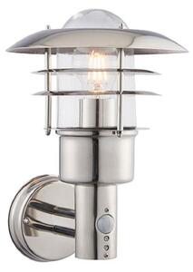 Endon 74702 Dexter 1 Light Outdoor Wall Light In Polished Stainless Steel With PIR