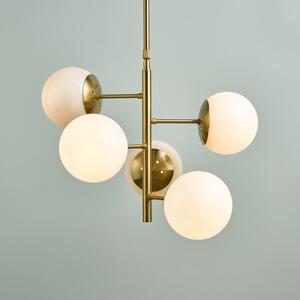 Dar BOM0535 Bombazine 5 Light Ceiling Pendant Light In Natural Brass