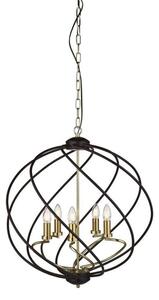 Searchlight 1805-5BK Flow 5 Light Ceiling Pendant Light In Black And Gold