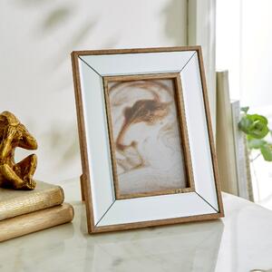 Mirror and Wood Effect Photo Frame Brown
