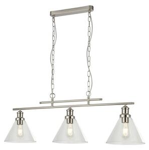 Searchlight 1277-3SS Pyramid 3 Light Linear Pendant Light In Satin Silver