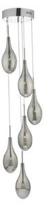 Dar SET6410 Seta 6 Light Cluster Ceiling Pendant In Chrome And Smoked Glass