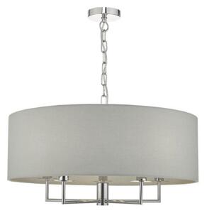 Dar JAM0539 Jamelia 5 Light Pendant Light In Chrome With Grey Cotton Shade