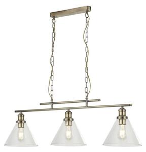 Searchlight 1277-3AB Pyramid 3 Light Linear Pendant Light In Antique Brass