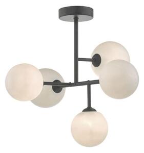 Dar EUA5422 Euan 5 Light Semi Flush Ceiling Light In Black
