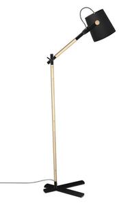 Mantra M4921 Nordica 1 Light Floor Light In Matt Black And Beech Wood