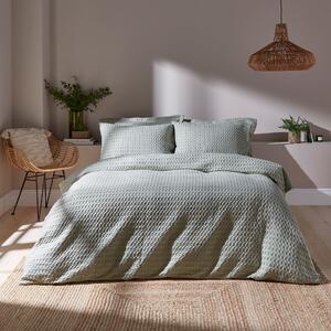 Emerson Waffle Sage Green Duvet Cover and Pillowcase Set Green