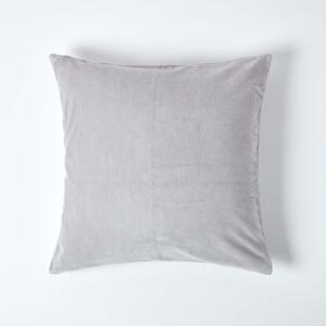 Luxury Silver Grey Cotton Velvet Cushion Cover Square 40 x 40cm