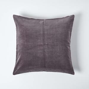 Luxury Dark Grey Cotton Velvet Cushion Cover Square 40 x 40cm