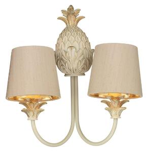 David Hunt Lighting CAB0912+MUR0701-GD Cabana 2 Light Wall Light In Cream/Gold With Shades