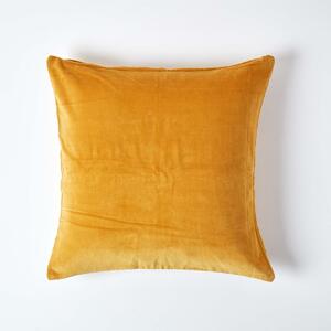 Luxury Mustard Yellow Cotton Velvet Cushion Cover Large Square 60x60 cm