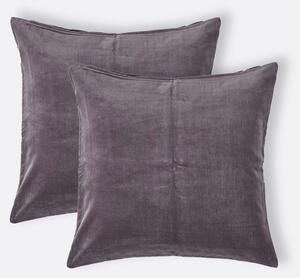 Set of 2 Luxury Dark Grey Cotton Velvet Cushion Covers 40 x 40 cm