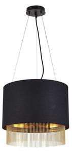 Searchlight 8723-3BK Fringe Round Ceiling Pendant Light In Black And Gold