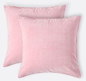 Set of 2 Luxury Dusky Pink Cotton Velvet Cushion Covers 40 x 40 cm