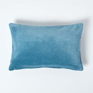 Luxury Light Blue Cotton Velvet Cushion Cover Rectangle 30 x 50 cm