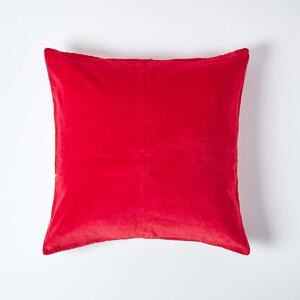 Homescapes Luxury Red Cotton Velvet Cushion Cover Square 40 x 40cm