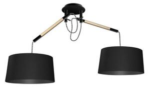 Mantra M4931 Nordica 2 Light Ceiling Pendant Light In Matt Black And Beech Wood